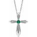 Sterling Silver Lab-Grown Emerald Cross 16-18