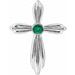 Sterling Silver Natural Emerald Cross Pendant          