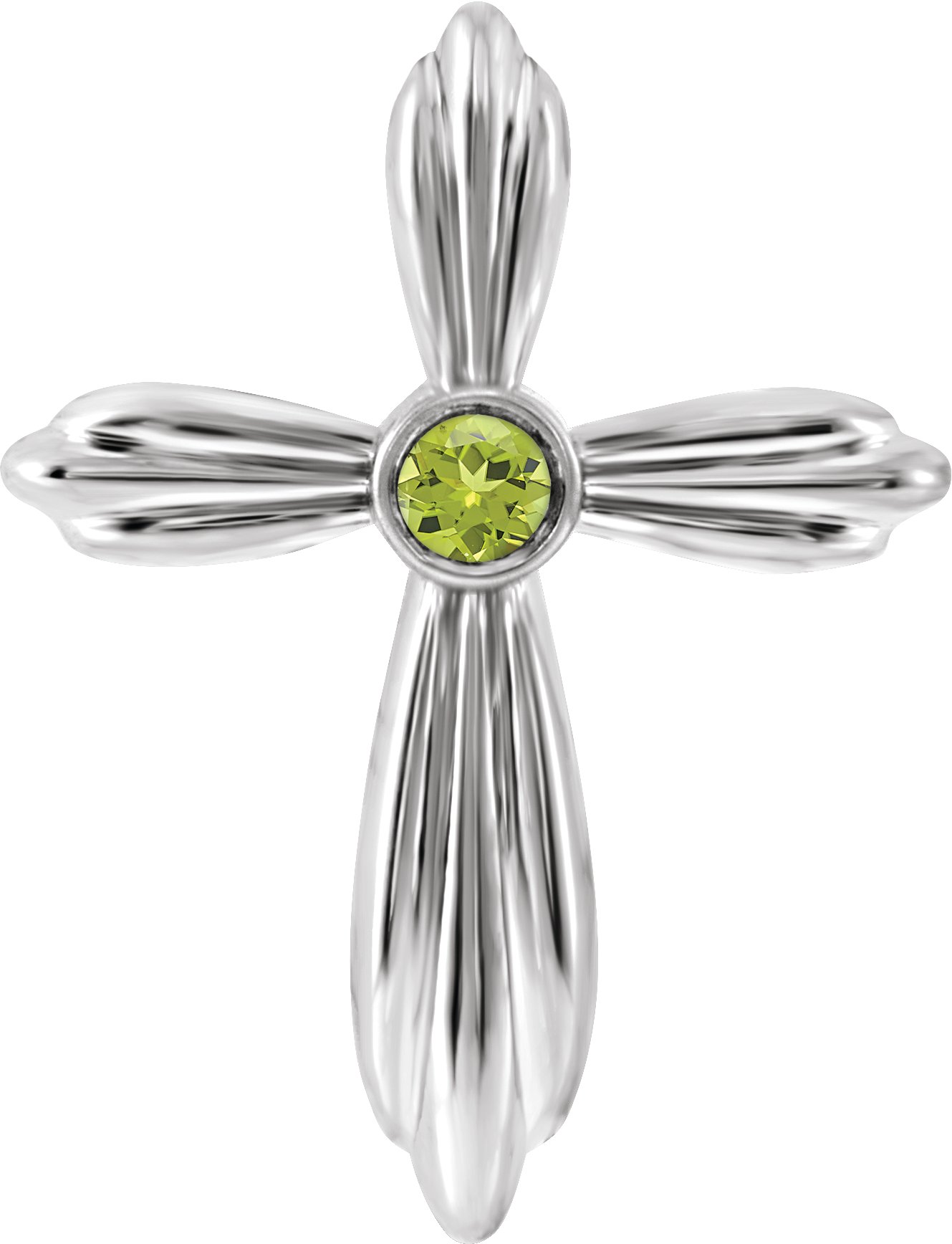 Sterling Silver Natural Peridot Cross Pendant         