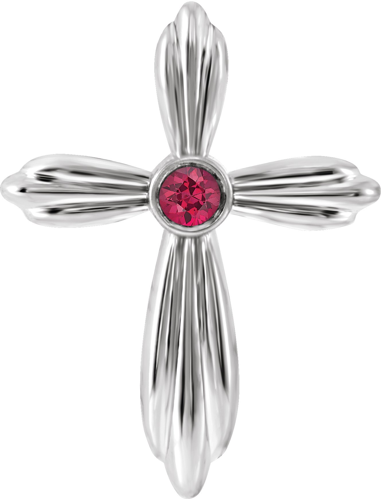 Sterling Silver Natural Ruby Cross Pendant           