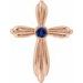 14K Rose Natural Blue Sapphire Cross Pendant            