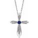 Sterling Silver Natural Blue Sapphire Cross 16-18