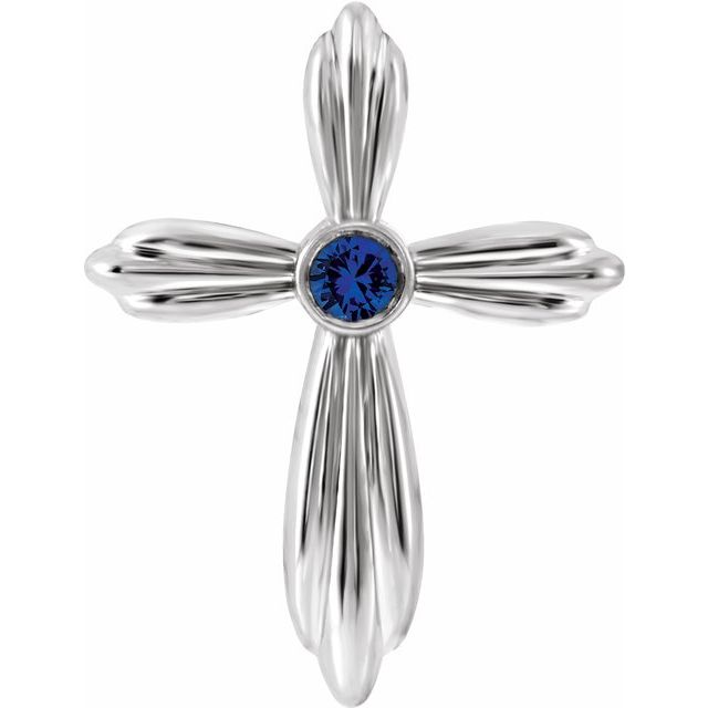 Platinum Lab-Grown Sapphire Cross Pendant