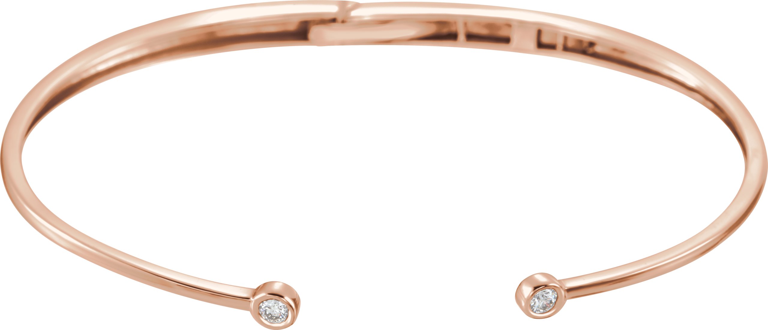 14K Rose 1/6 CTW Diamond Hinged Cuff Bracelet