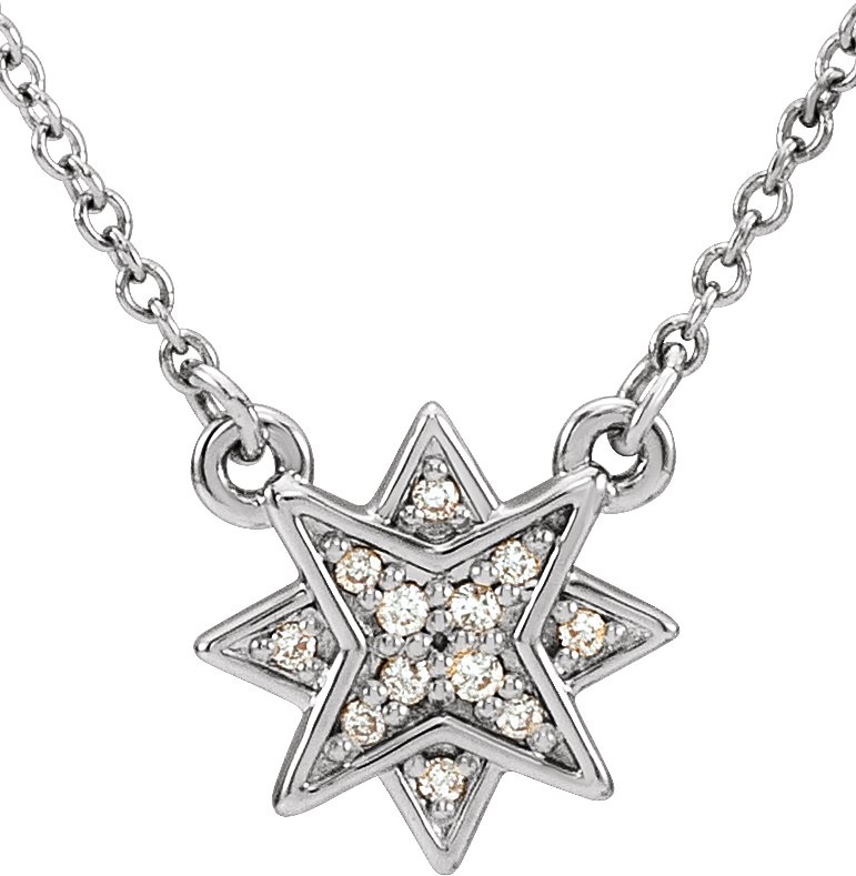 14K White .04 CTW Diamond Star 16-18 Necklace