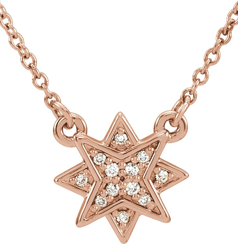 14K Rose .04 CTW Natural Diamond Star 16-18" Necklace