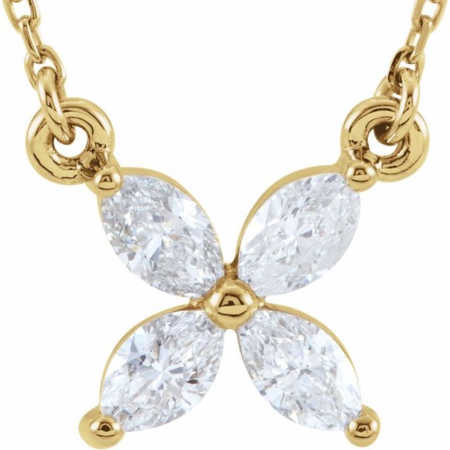 14K Yellow 1/2 CTW Natural Diamond Floral-Inspired 16