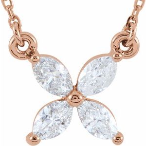 14K Rose 1/2 CTW Natural Diamond Floral 18" Necklace