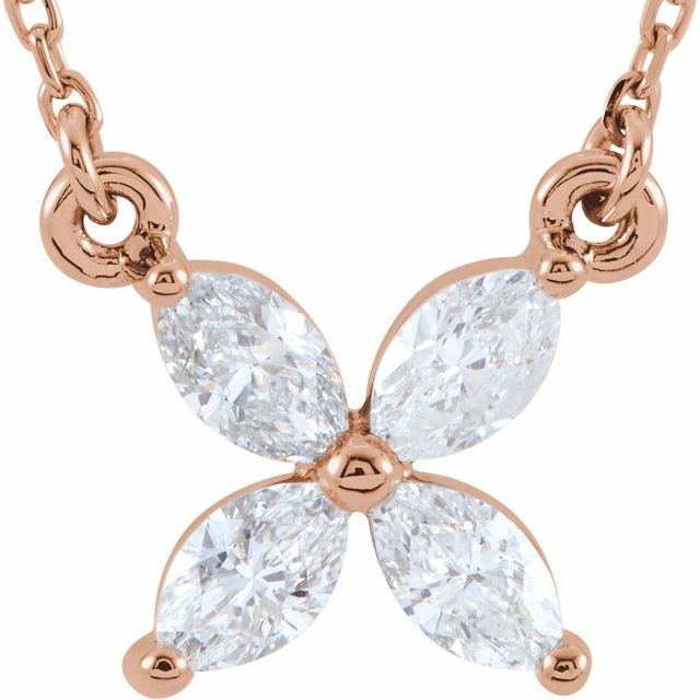 14K Rose 1/2 CTW Natural Diamond Floral 18" Necklace
