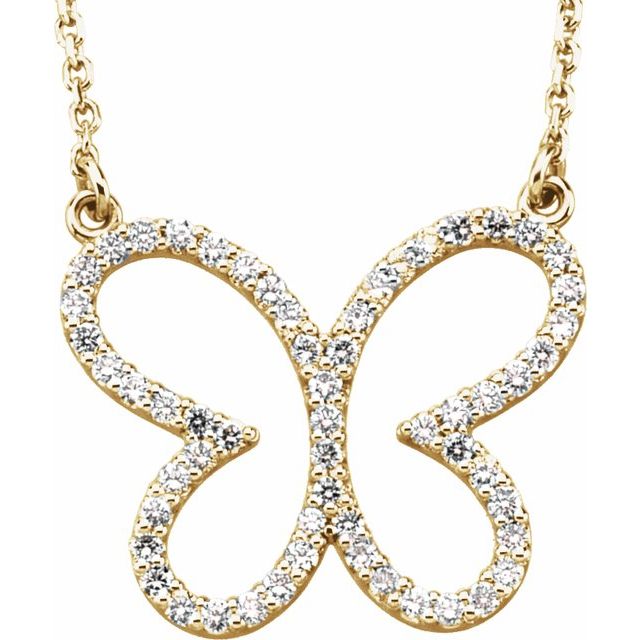 14K Yellow 1/4 CTW Natural Diamond Butterfly 16