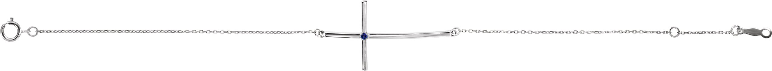 Sterling Silver Imitation Blue Sapphire Sideways Cross 7-8
