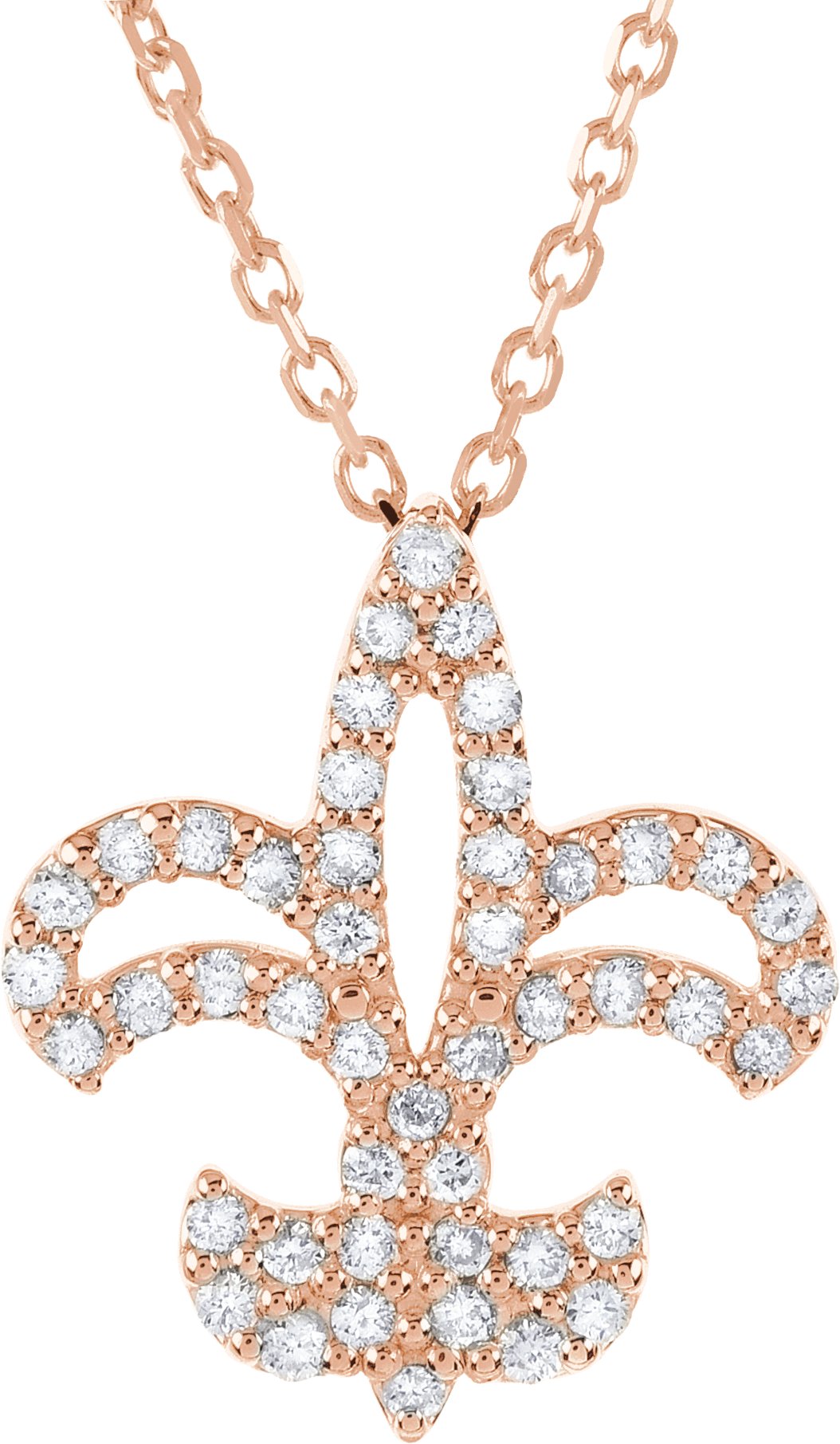 14K Rose 1/6 CTW Natural Diamond Fleur De Lis 16