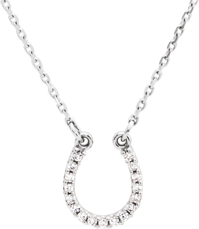 14K White .07 CTW Natural Diamond Horseshoe 16 Necklace