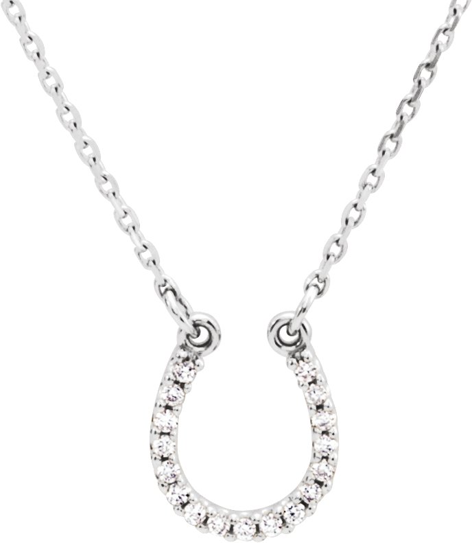 14K White .07 CTW Natural Diamond Horseshoe 16" Necklace