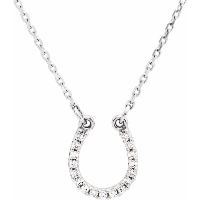 14K White .07 CTW Natural Diamond Horseshoe 16" Necklace