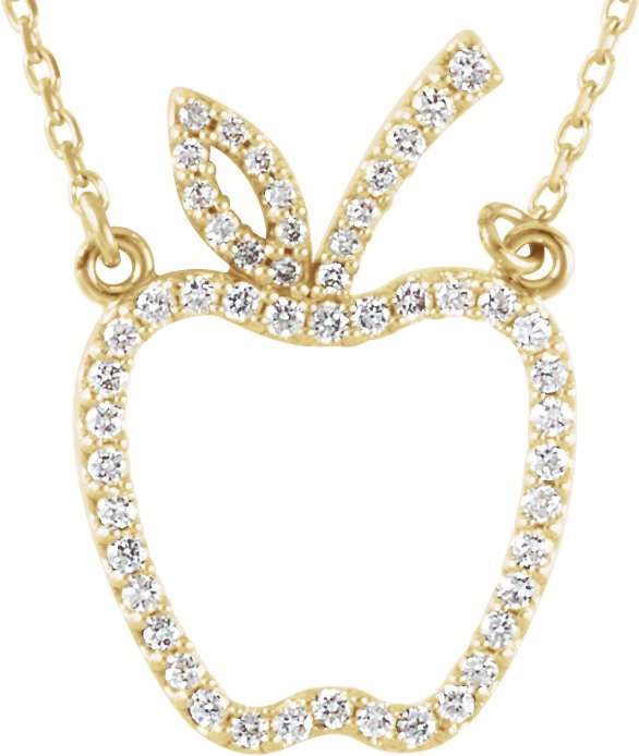 14K Yellow Gold 1/5 CTW Natural Diamond Apple 16