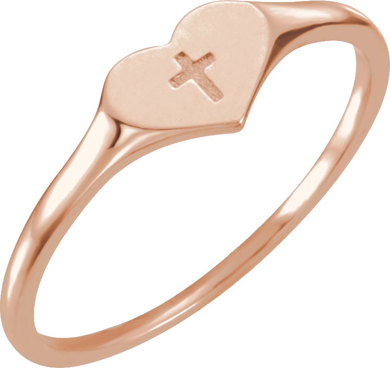 14K Rose Heart & Cross Ring Size 3