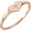 14K Rose Heart and Cross Ring Size 3