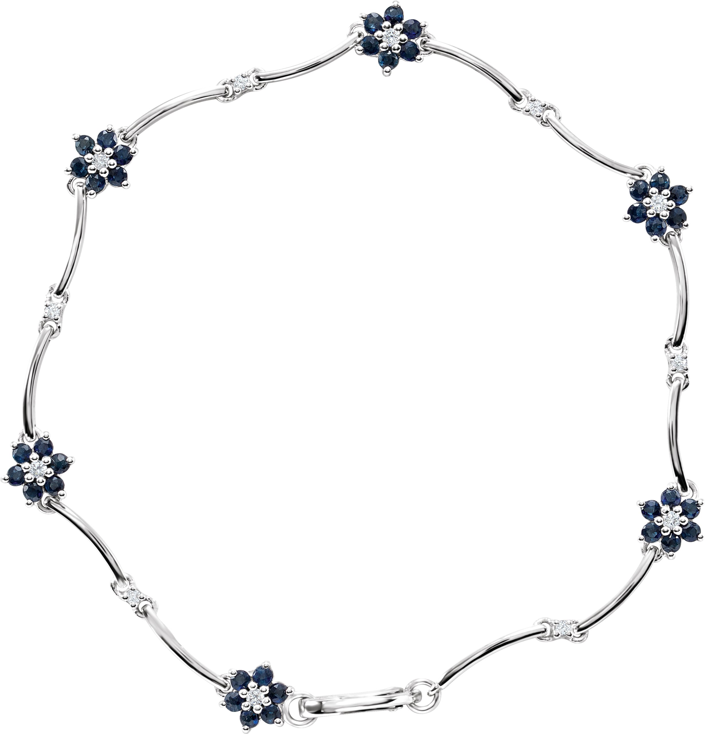 14K White Sapphire & 1/5 CTW Diamond Bracelet 