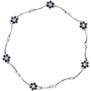 14K White Sapphire & 1/5 CTW Diamond Bracelet 