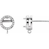 14K White 5 mm Round .06 CTW Diamond Semi-Set Earring Tops