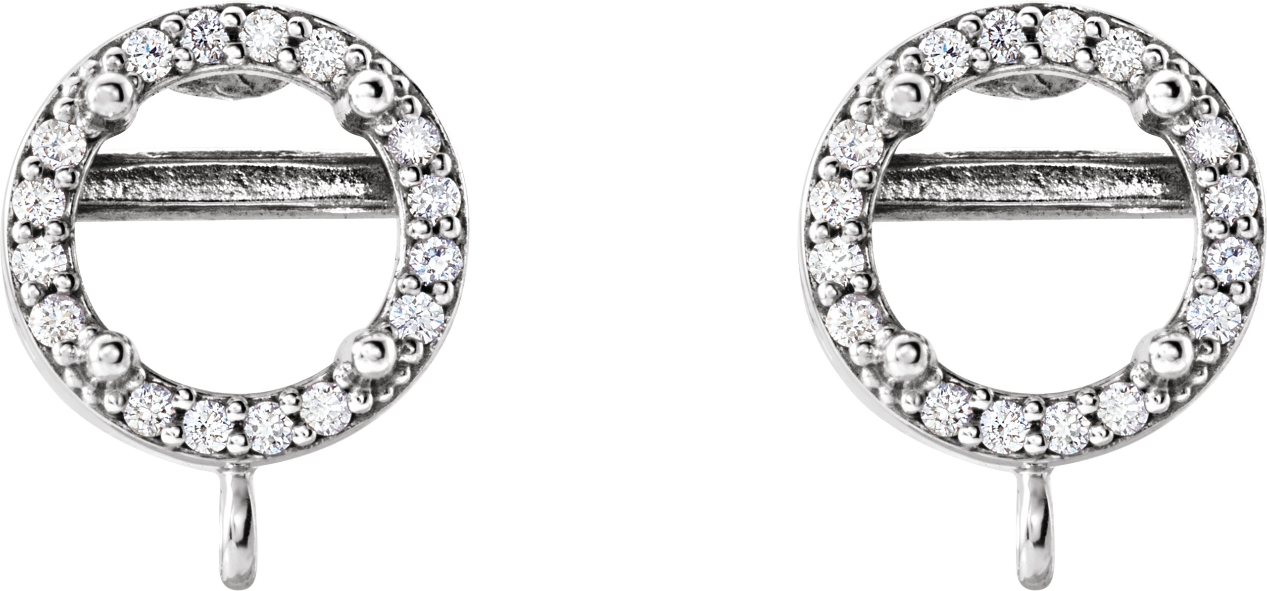 14K White 6.5 mm Round .08 CTW Diamond Semi-Set Earring Tops