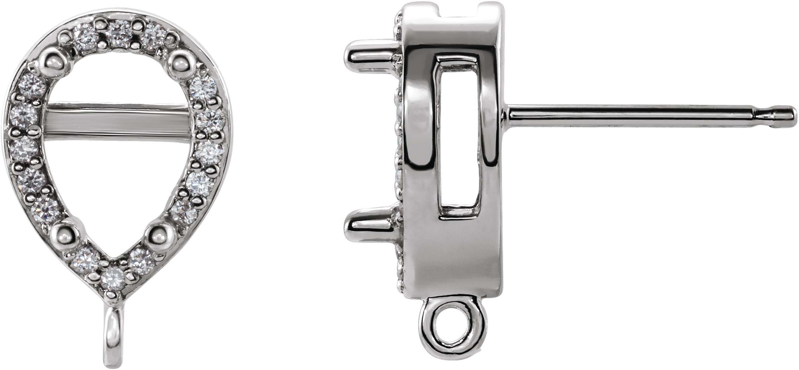 Pear 4-Prong Halo-Style Earring Top