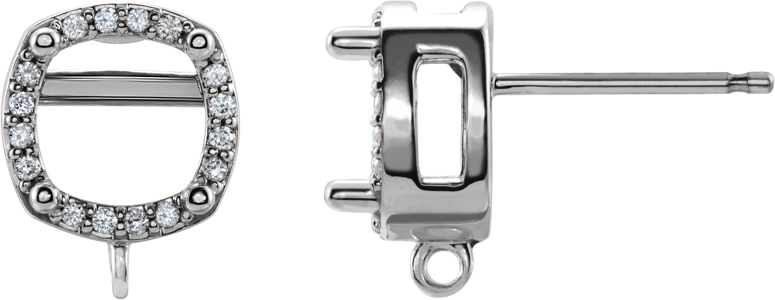 Platinum 5x5 mm Cushion .06 CTW Diamond Semi-Set Earring Tops