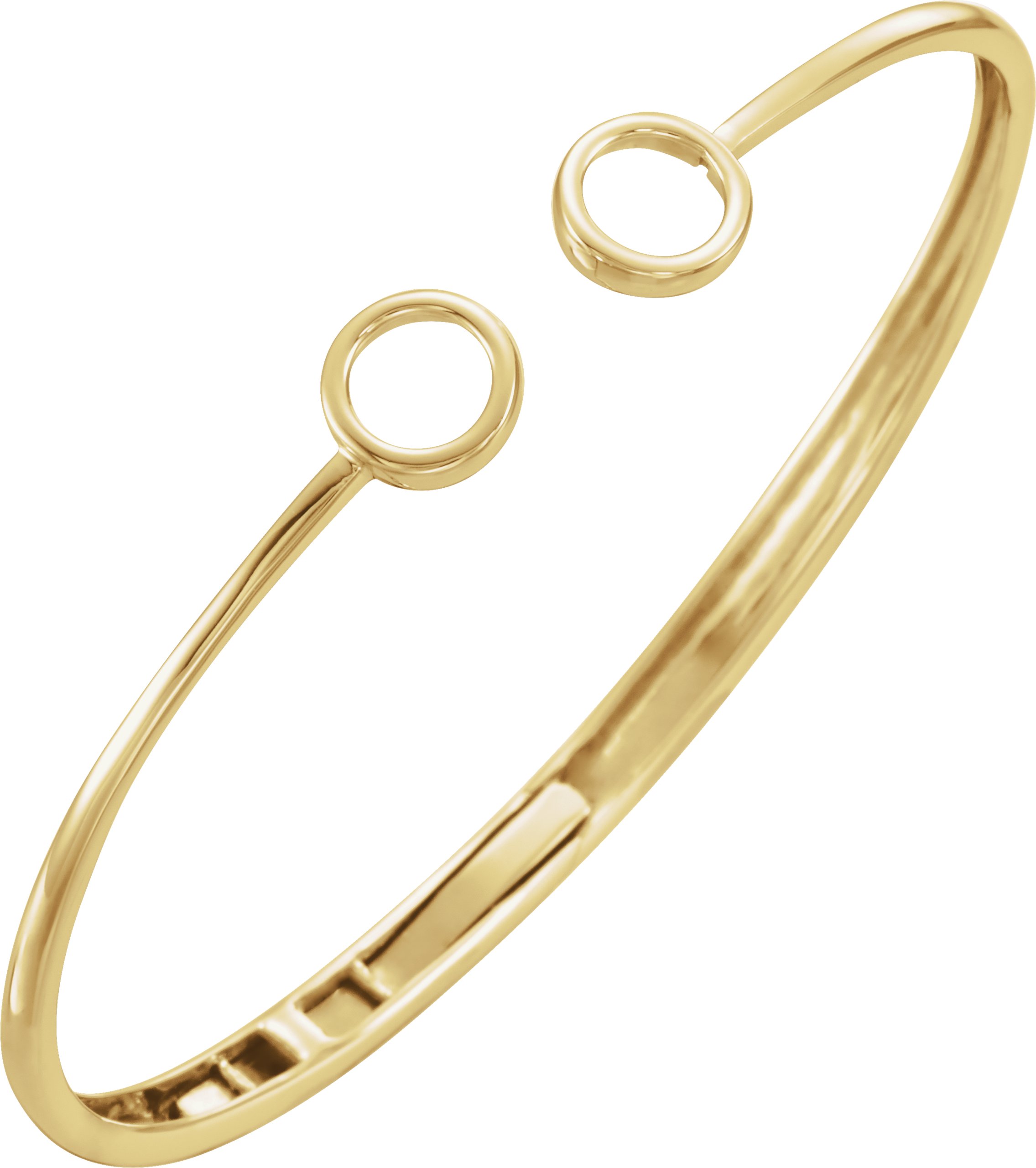 14K Yellow Hinged Circle Cuff 7 Bracelet