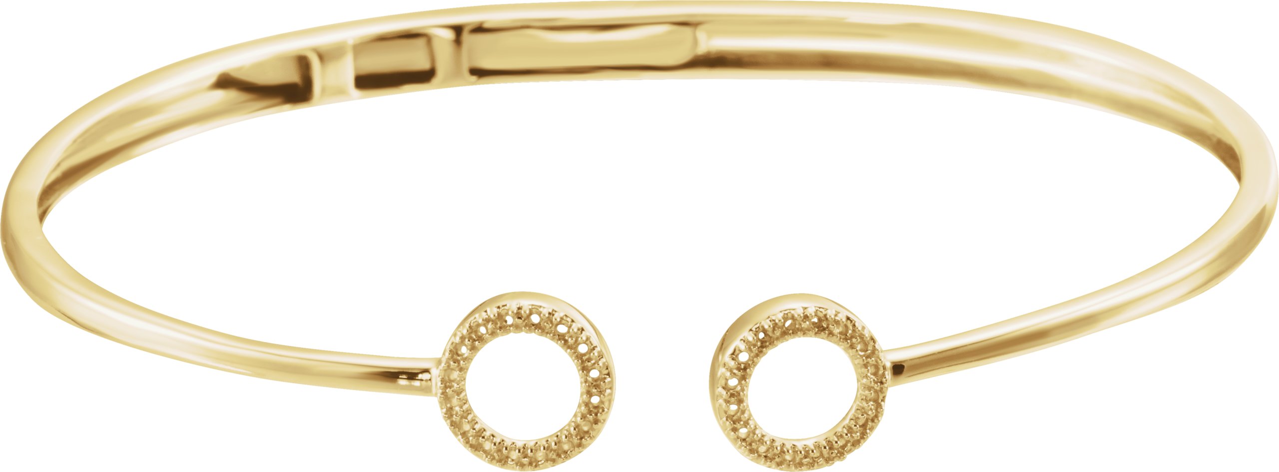 14K Yellow 1/6 CTW Natural Diamond Circle Hinged Cuff 7" Bracelet