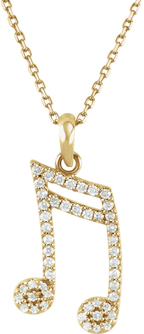 14K Yellow 1/5 CTW Diamond Double Sixteenth Note 16" Necklace