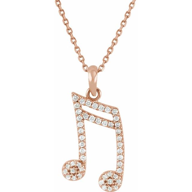 14K Rose 1/5 CTW Natural Diamond Double Sixteenth Note 16