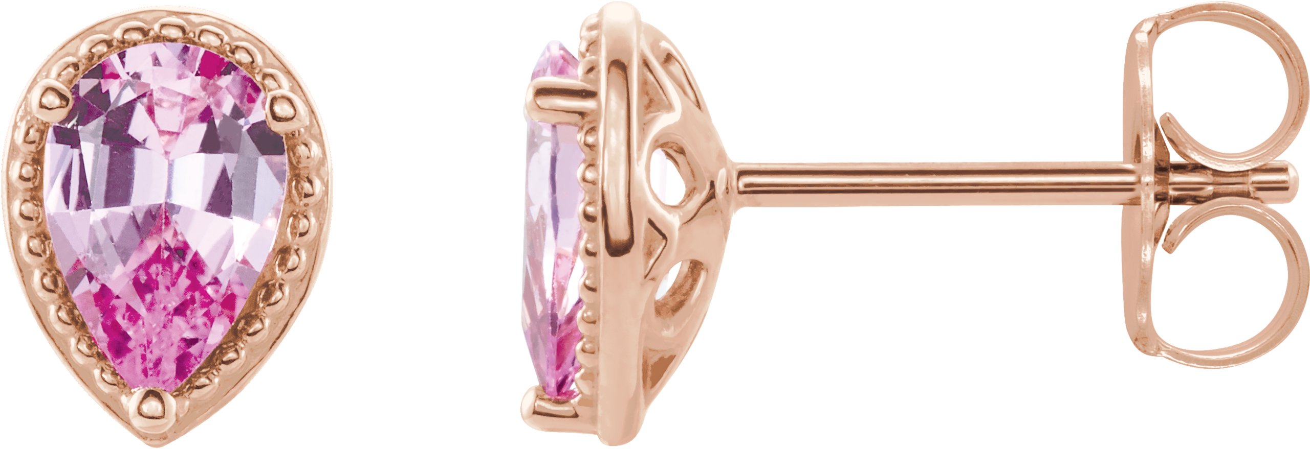 14K Rose Pink Sapphire Earrings 