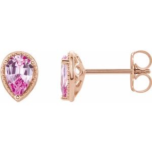 14K Rose Natural Pink Sapphire Earrings 