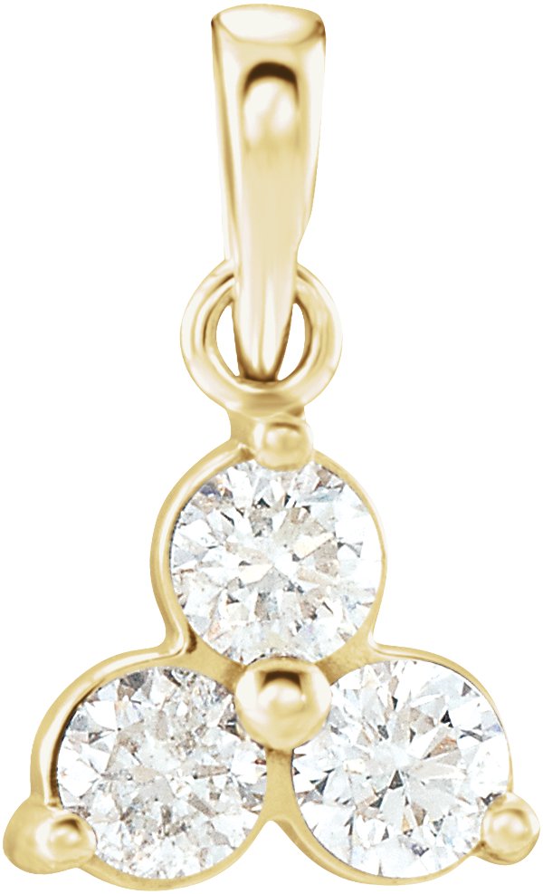 14K Yellow 1/3 CTW Natural Diamond Three-Stone Pendant