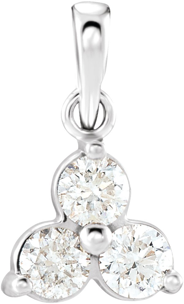 14K White 1/3 CTW Natural Diamond Three-Stone Pendant