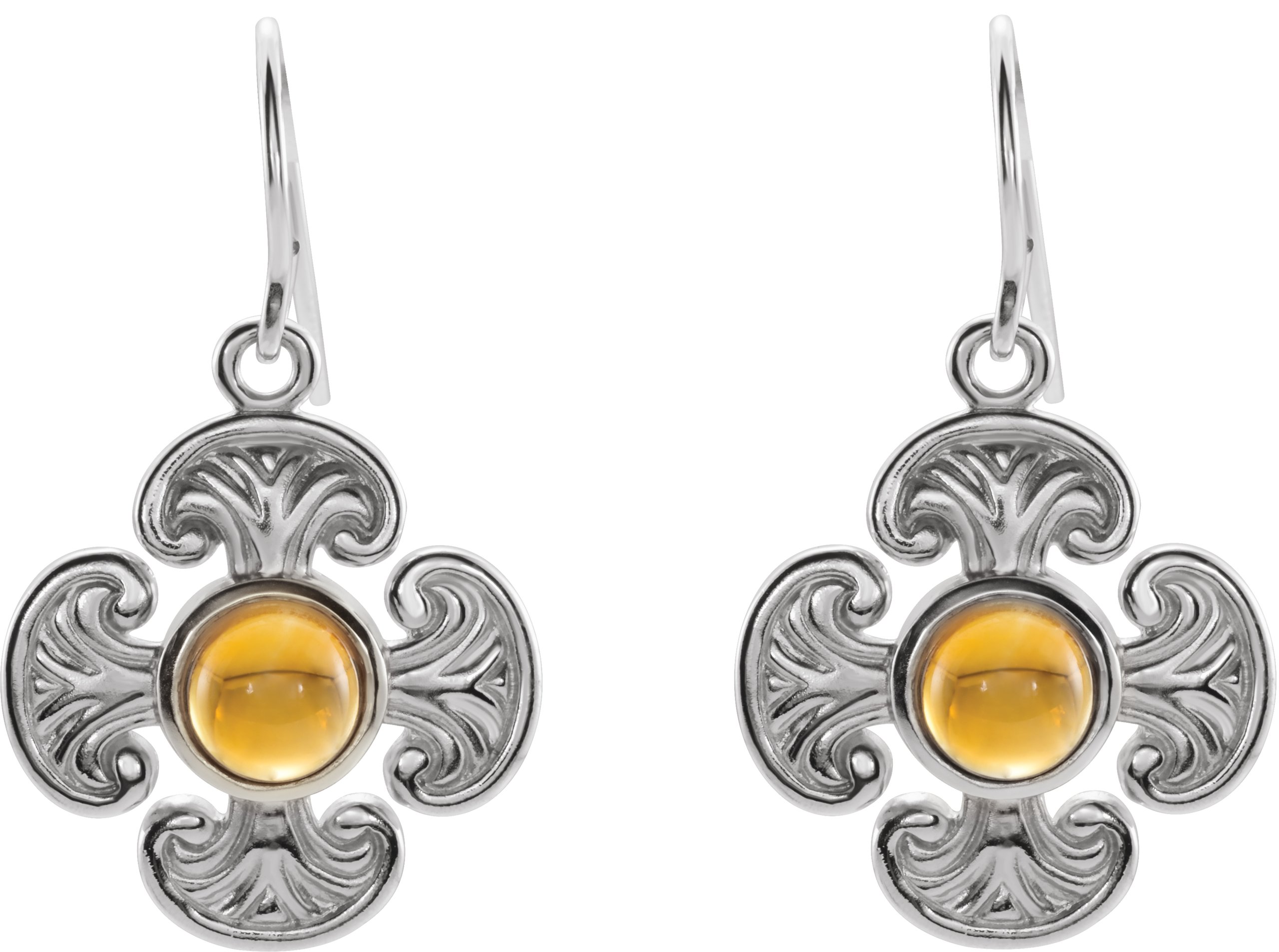 Natural Citrine Maltese Cross Earrings view 2