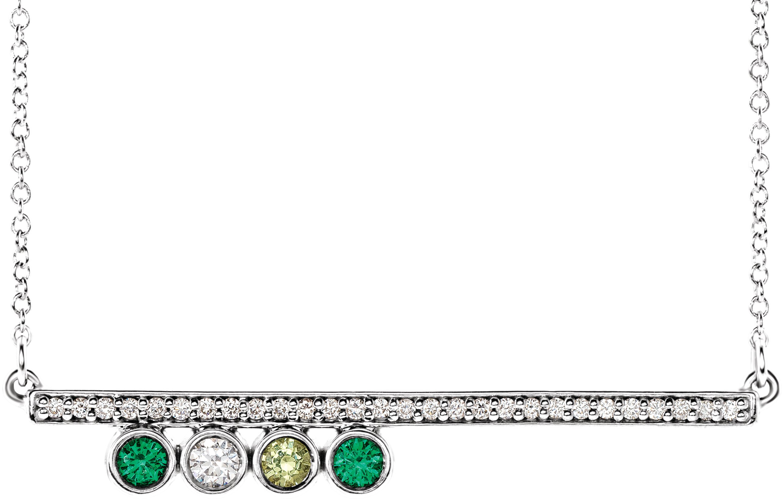 Family Bezel-Set Bar Necklace