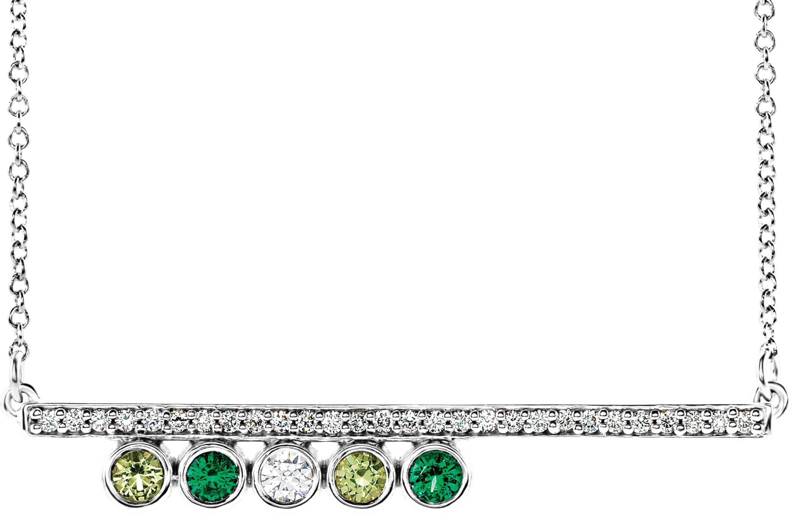 Family Bezel-Set Bar Necklace