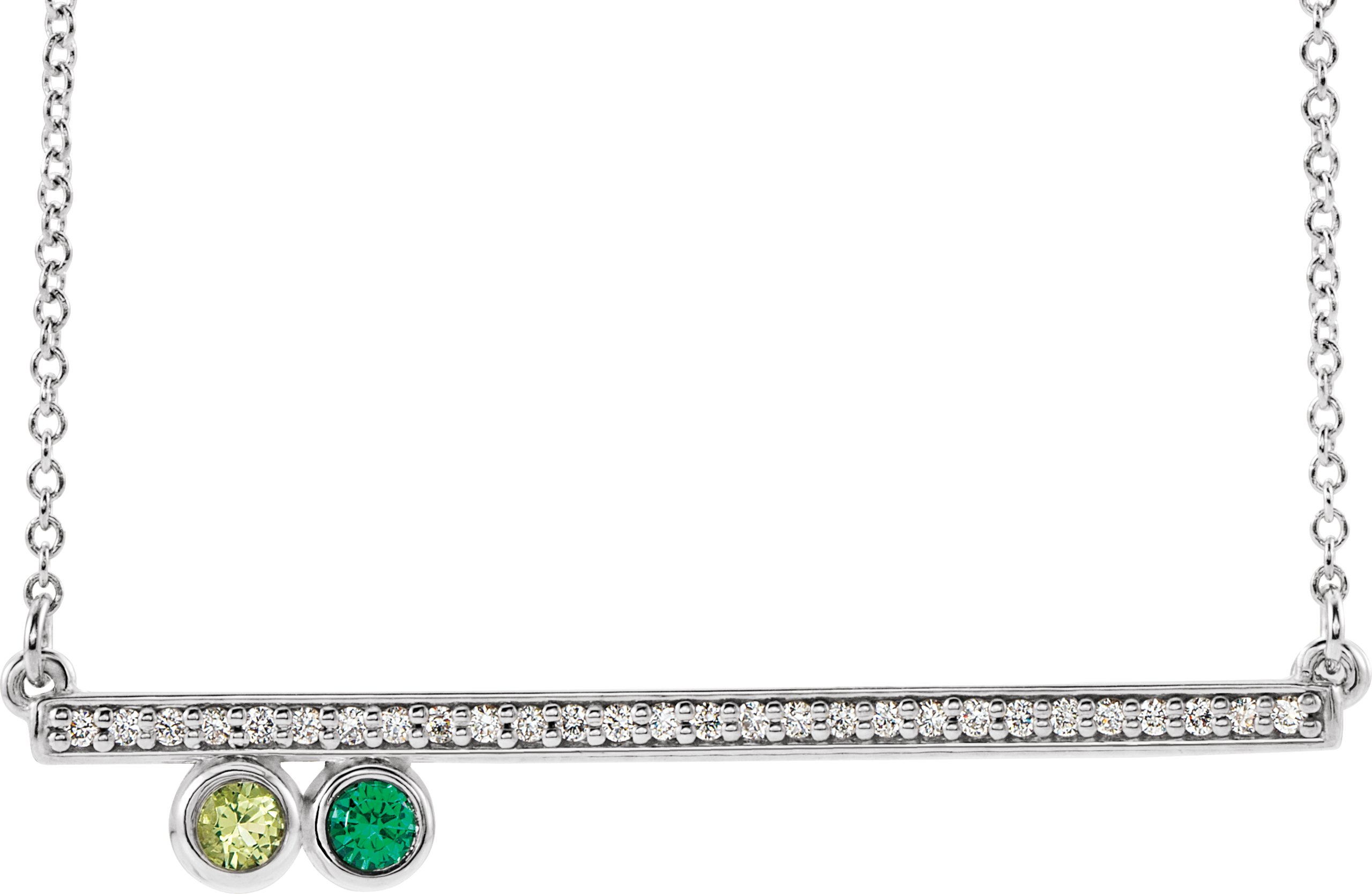 Family Bezel-Set Bar Necklace
