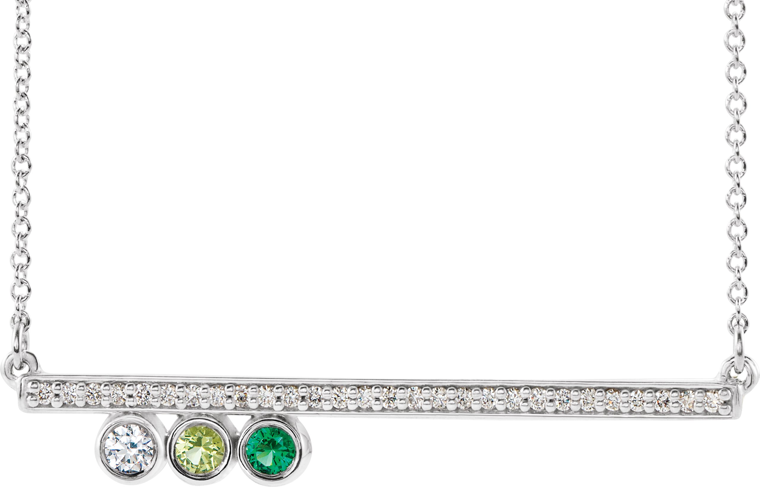 Family Bezel-Set Bar Necklace
