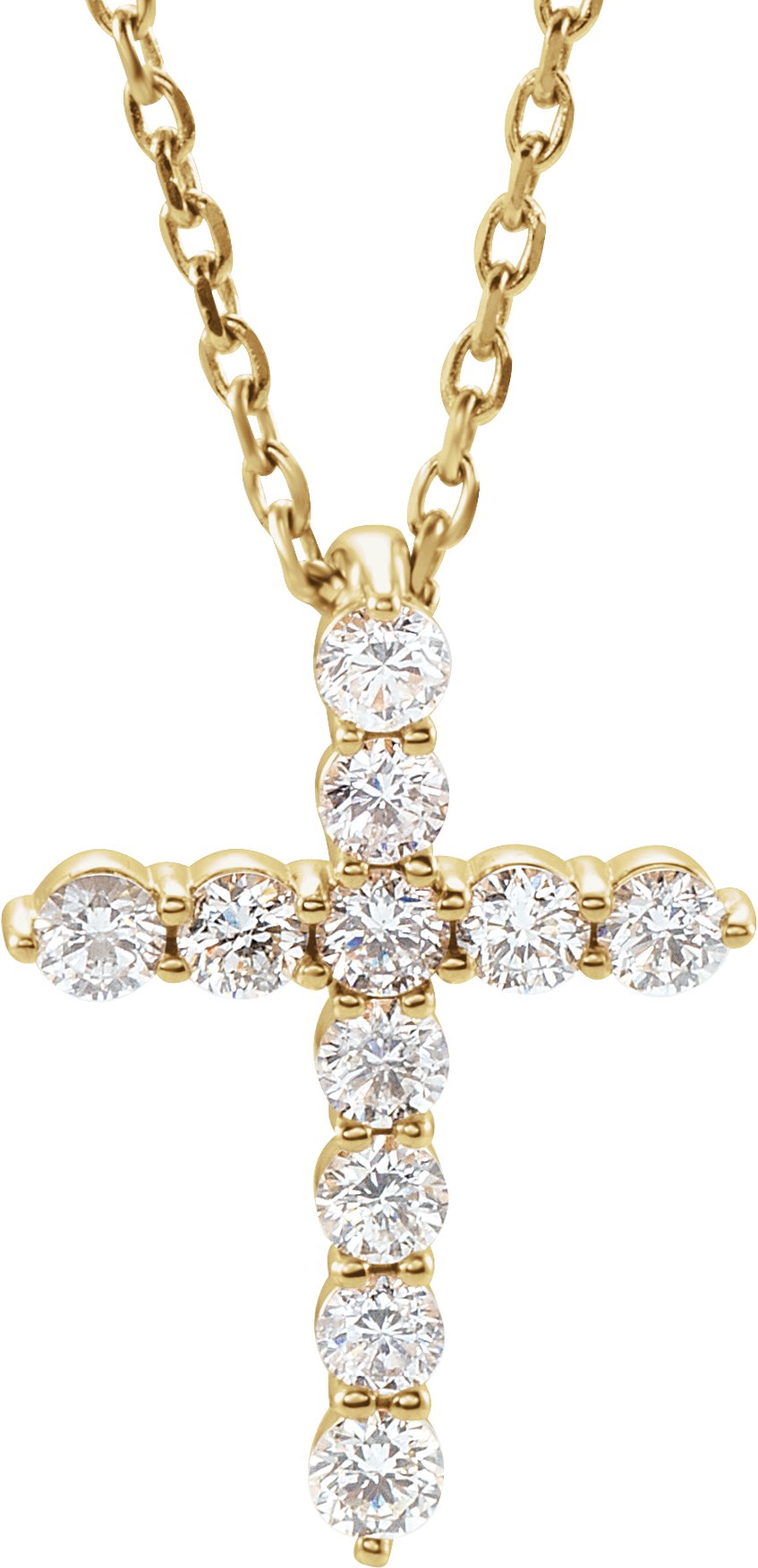 14K Yellow 1/4 CTW Lab-Grown Diamond Cross 16-18" Necklace