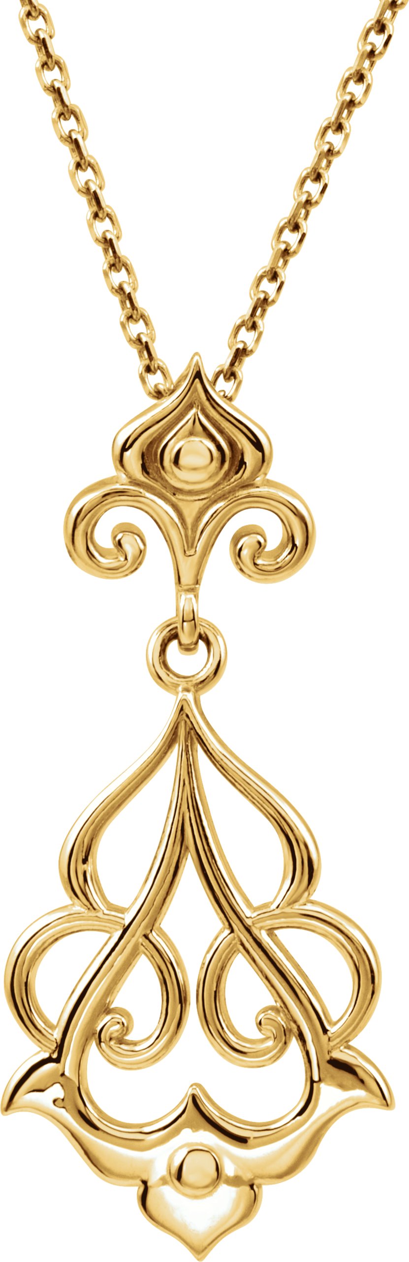 Sterling Silver Fleur-De-Lis Decorative 18" Necklace