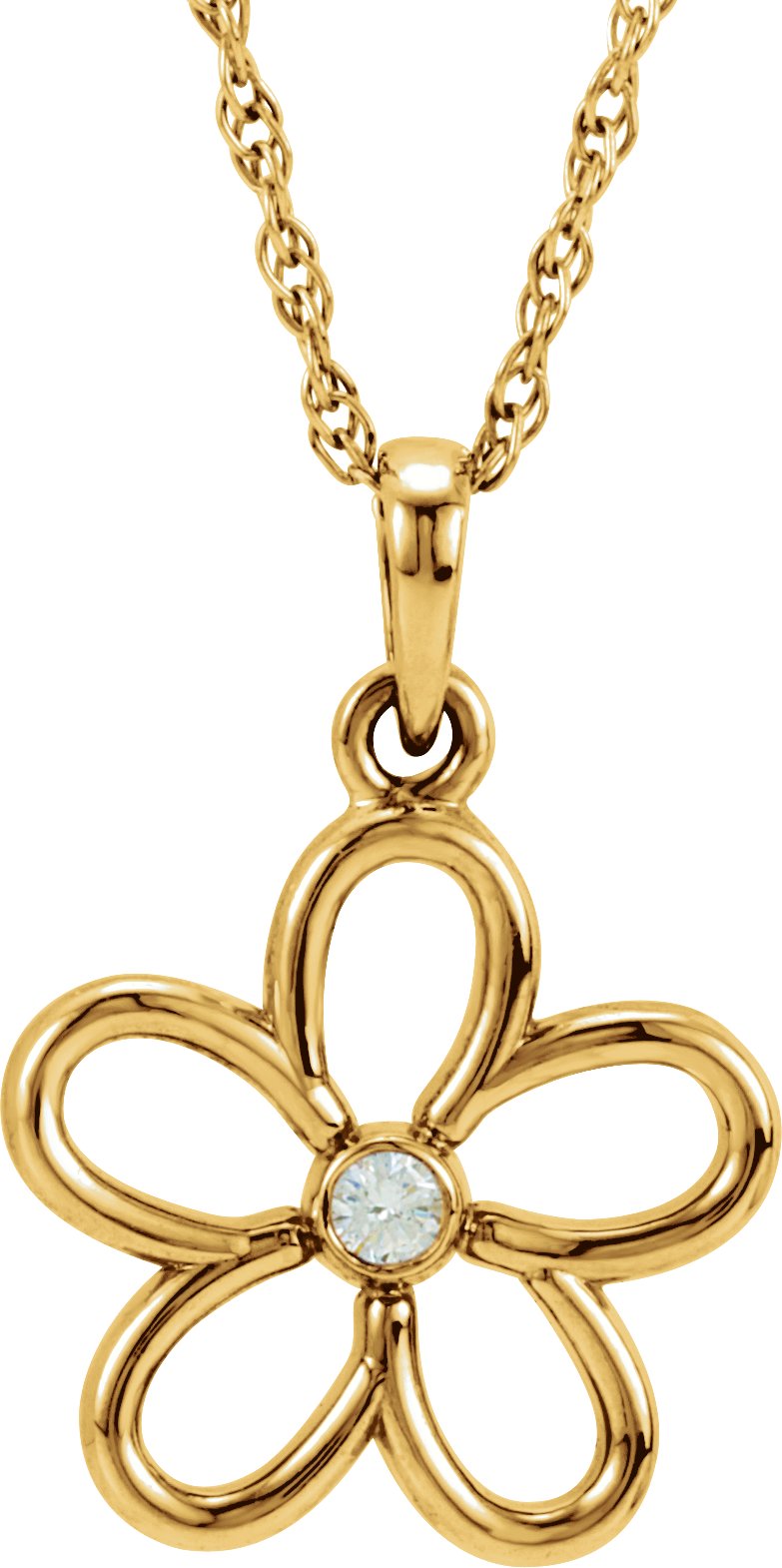 14K Yellow .03 CTW Diamond Flower 18 inch Necklace Ref 5056518