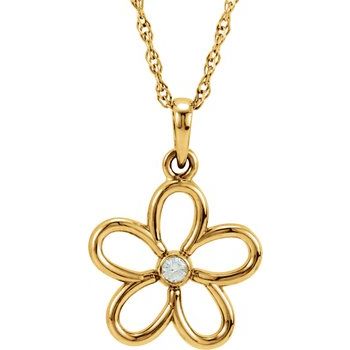 Sterling Silver .03 CTW Diamond Flower 18 inch Necklace Ref 5056265