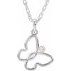 Sterling Silver .025 CTW Diamond Butterfly 18 inch Necklace Ref. 5056551