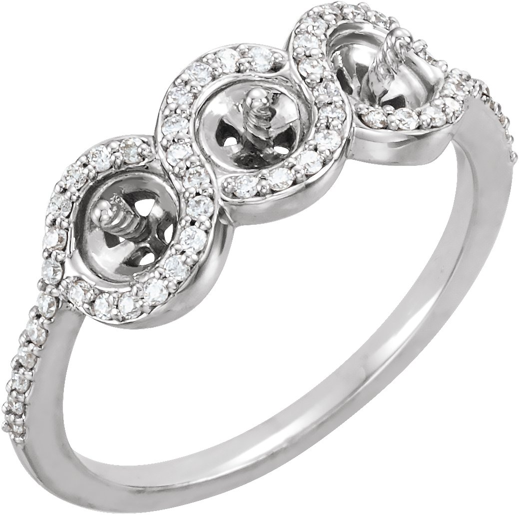 Three-Stone Halo-Style Pearl Ring