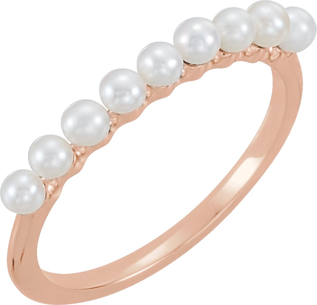 14K Rose Freshwater Cultured Pearl Stackable Ring   