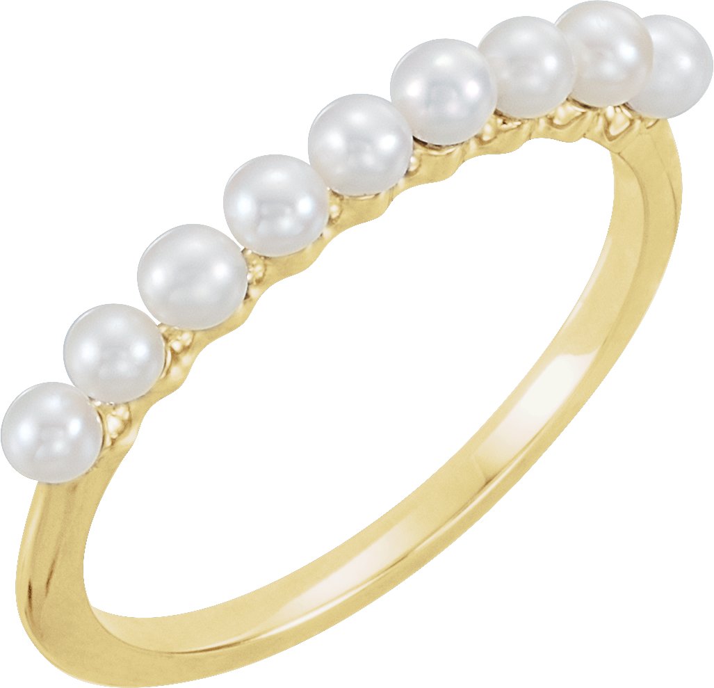 14K Yellow Freshwater Cultured Pearl Stackable Ring   
