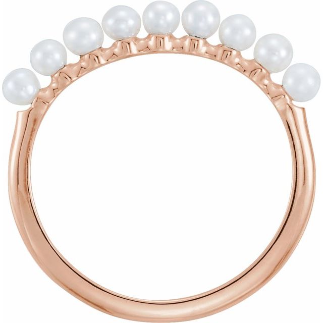 14K Rose Freshwater Cultured Pearl Stackable Ring   